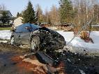 Wypadek na drodze powiatowej w Łaskach