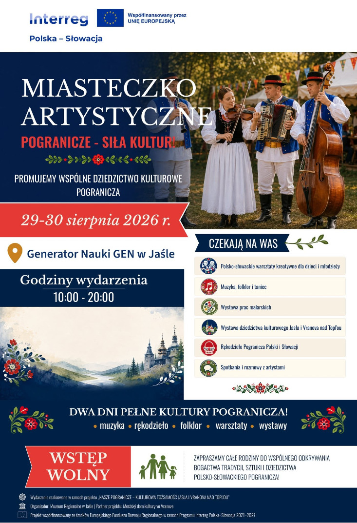 Miasteczko Artystyczne „Pogranicze – Siła Kultury!” już 29–30 sierpnia w Jaśle