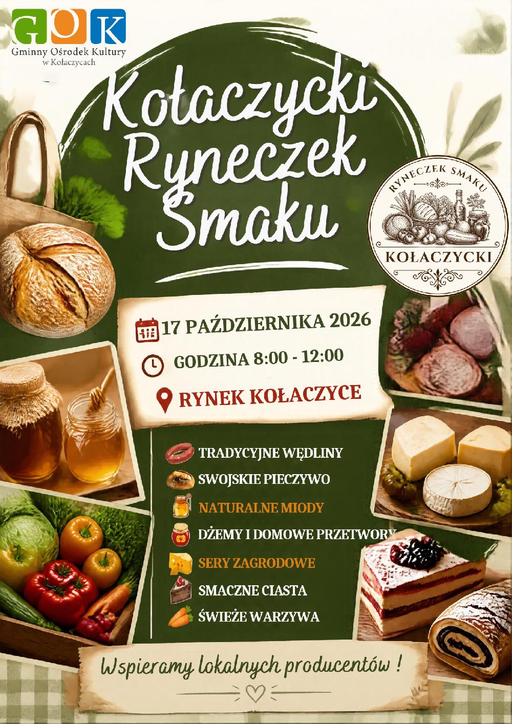 Zaproszenie na Jarmark Produktów Lokalnych w Kołaczycach