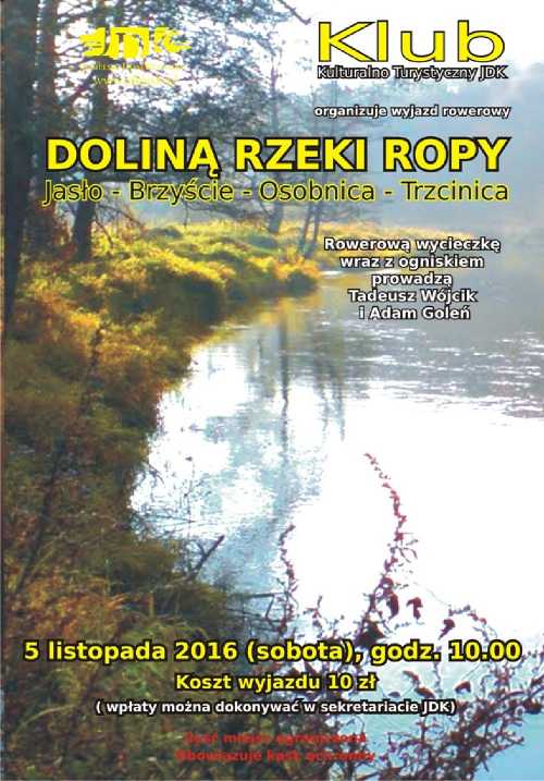 Jasielski Dom Kultury w Jaśle - „Doliną rzeki Ropy” - wyprawa rowerowa