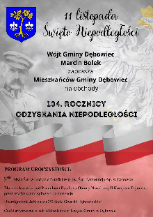 Wspólnie uczcijmy 104. rocznicę odzyskania przez Polskę niepodległości - Gmina Dębowiec