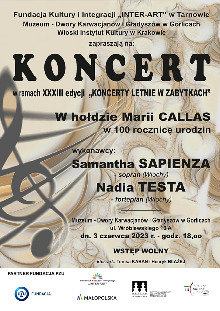 Samantha Sapienza i Nadia Testa - koncert ” W hołdzie Marii Callas w 100. rocznicę urodzin„