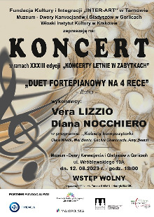 „DUET FORTEPIANOWY NA 4 RĘCE” Vera LIZZIO i Diana NOCCHIERO / KONCERT W DWORZE KARWACJANÓW