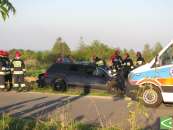 Wypadek samochodowy na drodze Jasło-Foluszu