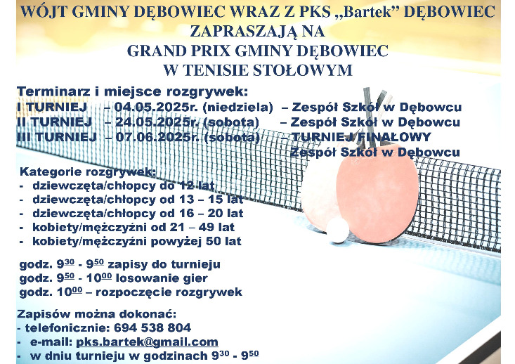 Zaproszenie na Grand Prix Gminy Dębowiec
