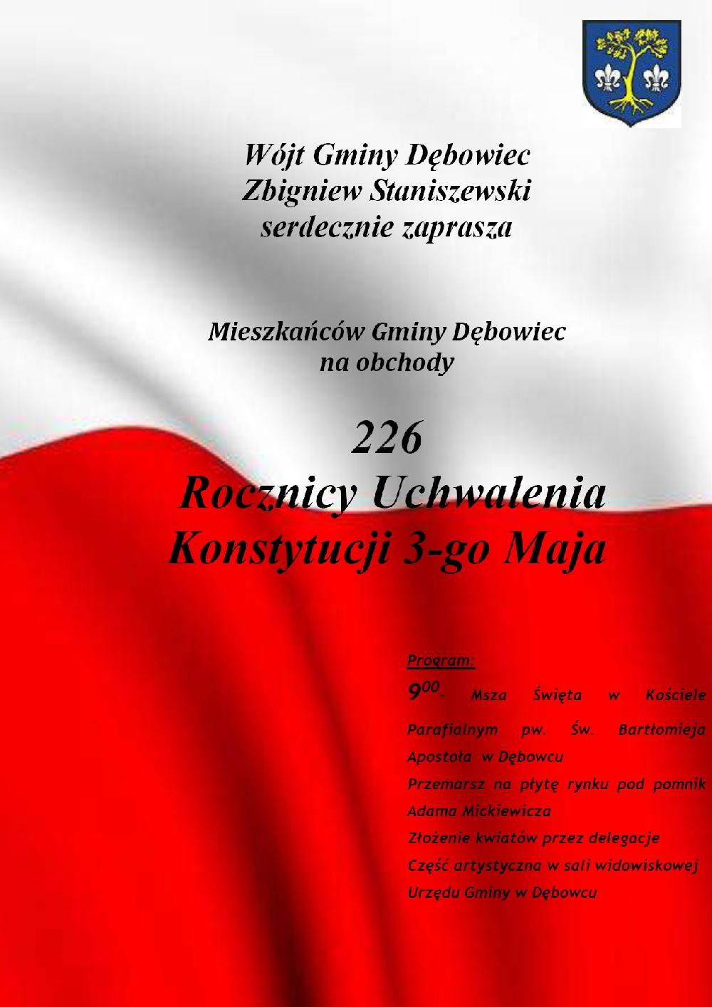 Obchody 226 Rocznicy Uchwalenia Konstytucji 3-go Maja - Dębowiec