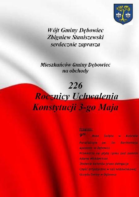 Obchody 226 Rocznicy Uchwalenia Konstytucji 3-go Maja - Dębowiec